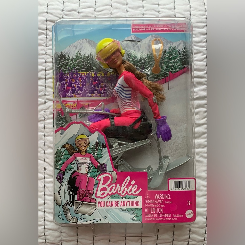 NIB Posable Brunette  Barbie Para Alpine Skier Doll, Ski Outfit
